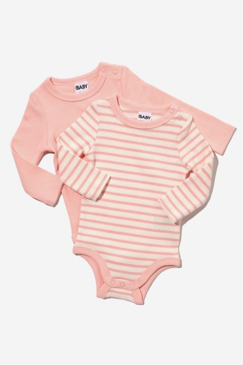 Cotton On 2 Pack Essentials Long Sleeve Bubbysuit Baby Rompers Pinky | KkcQLOQg9Fm