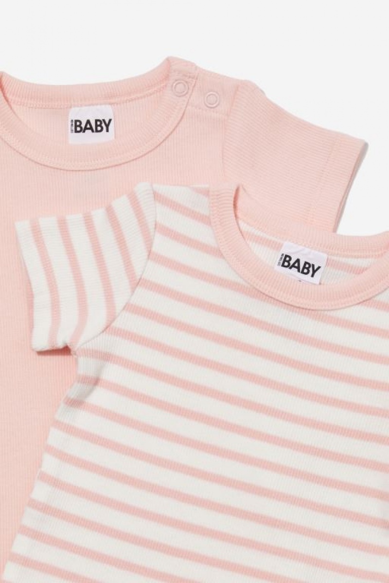 Cotton On 2 Pack Essentials Short Sleeve Bubbysuit Baby Rompers Pinky | inTugTKExOt