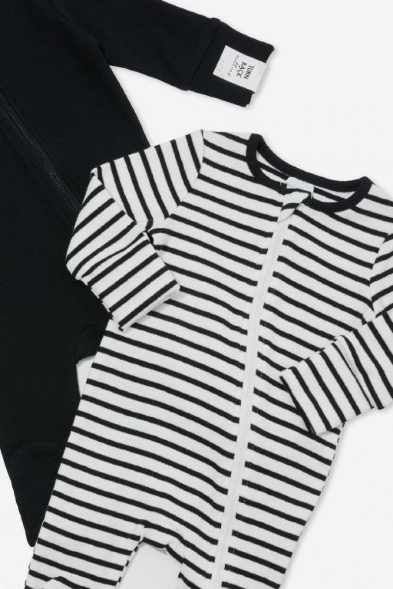 Cotton On 2 Pack Essentials Zip Baby Rompers Black | Ie1leLb1wVs