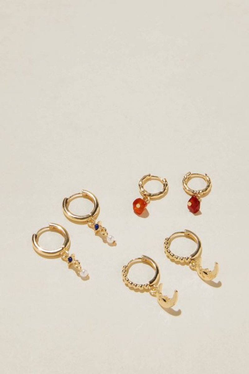 Cotton On 3Pk Mid Earring Women\'s Jewellery Gold | KdZVrhdz9WY