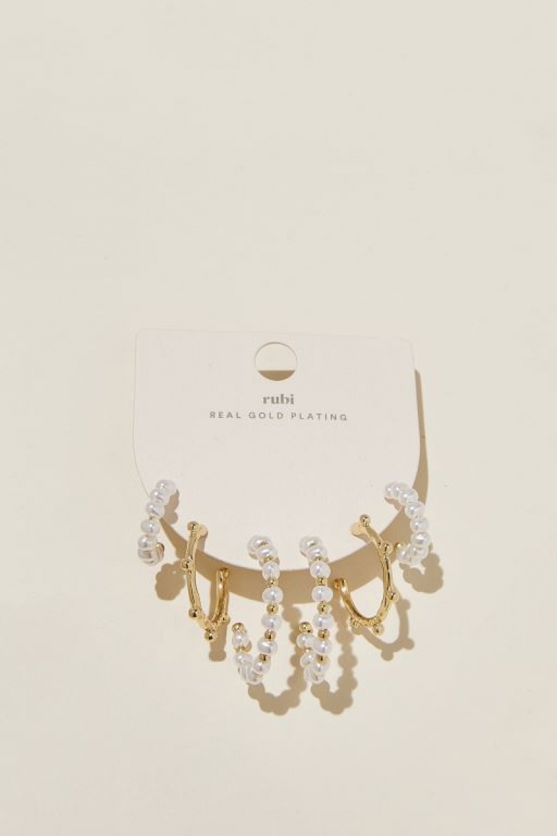 Cotton On 3Pk Mid Earring Women's Jewellery Gold | lfPihX6hVxD