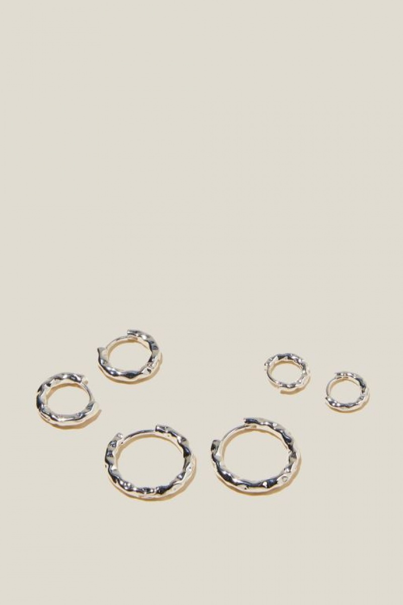 Cotton On 3Pk Mid Earring Women\'s Jewellery Silver | 4q7BVNT6m4B