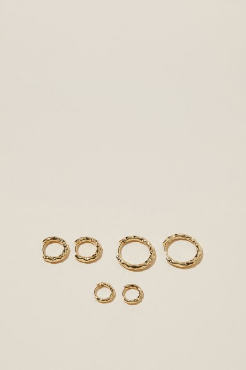 Cotton On 3Pk Mid Earring Women's Jewellery Gold | SFtf67V1zvX