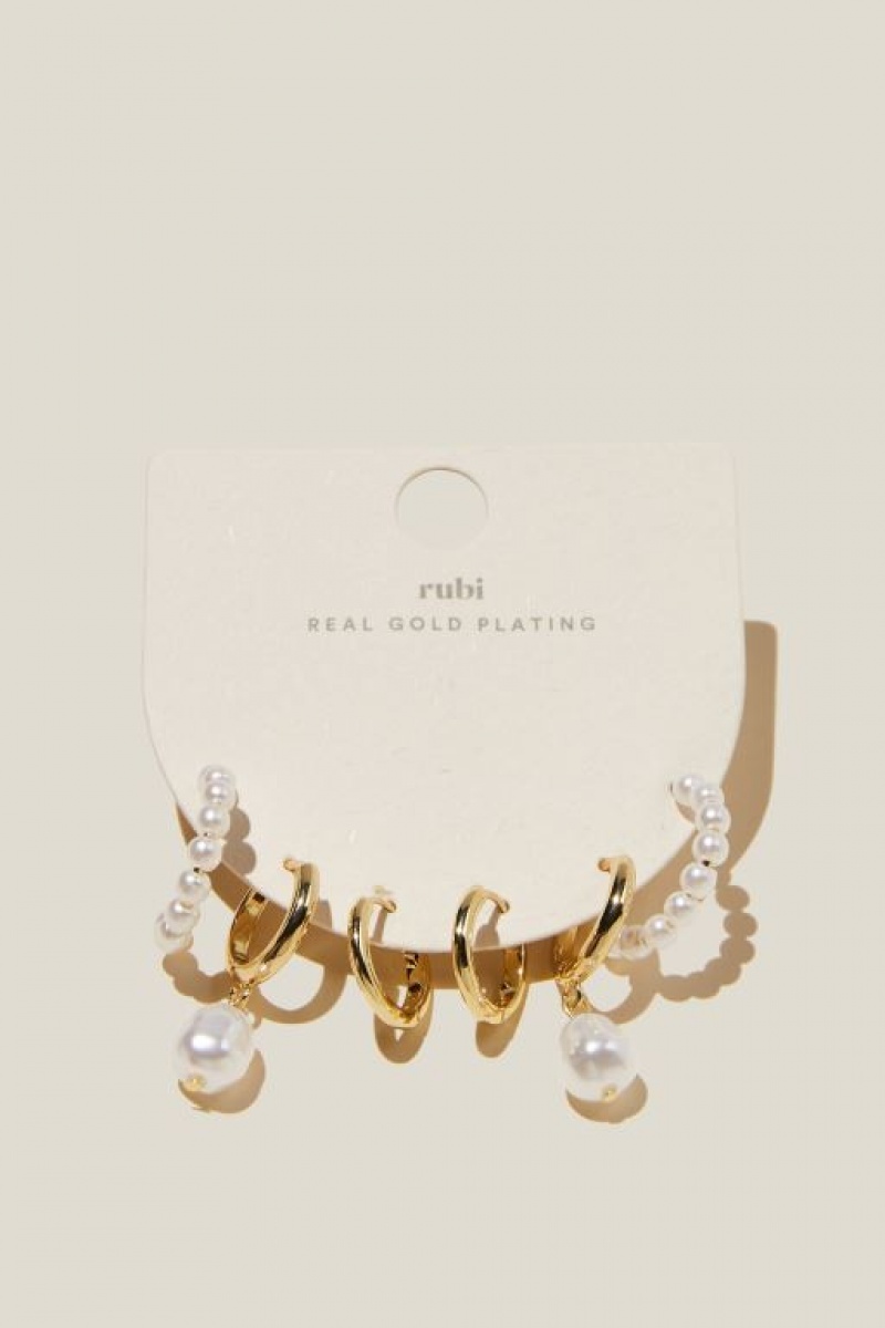 Cotton On 3Pk Mid Earring Women's Jewellery Gold | w2O1iJxXyk4