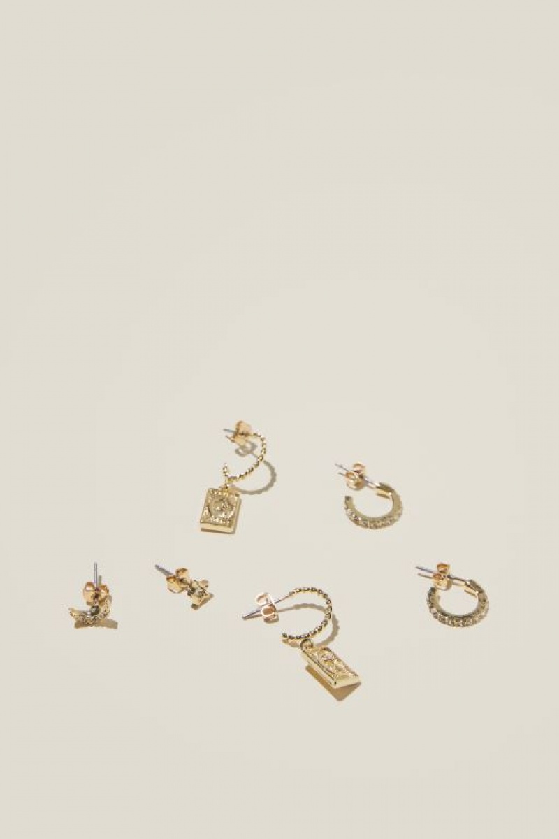 Cotton On 3Pk Small Earring Women\'s Jewellery Gold | TJaO3Rg6fGC