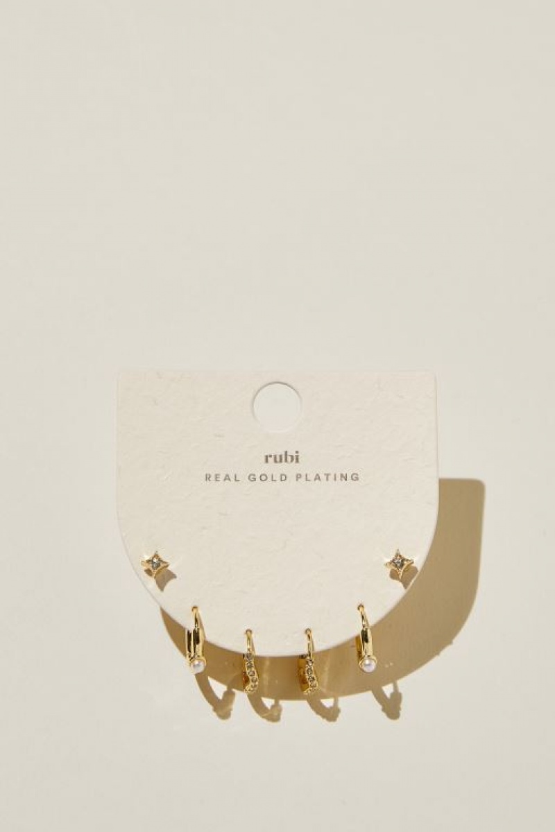 Cotton On 3Pk Small Earring Women's Jewellery Gold | hi2mCd0OU3u
