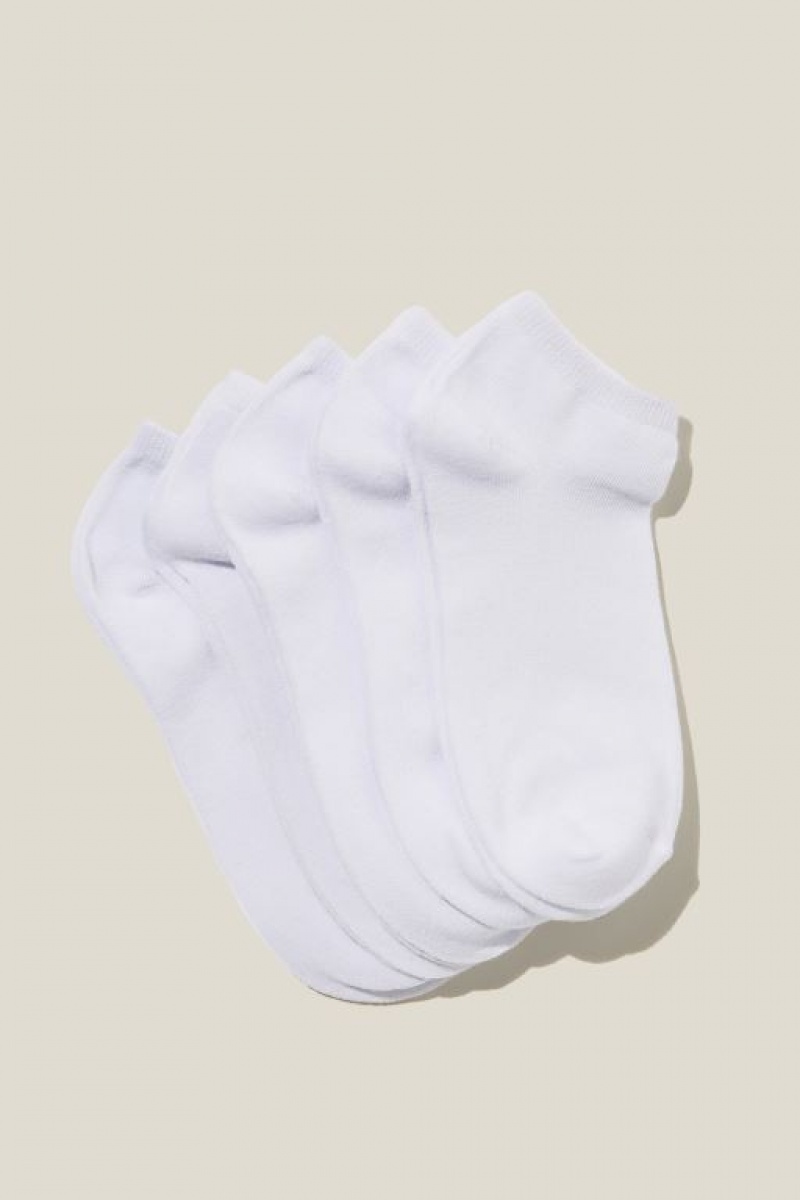 Cotton On 5Pk Ankle Women\'s Socks White | zYaVks2oaPX