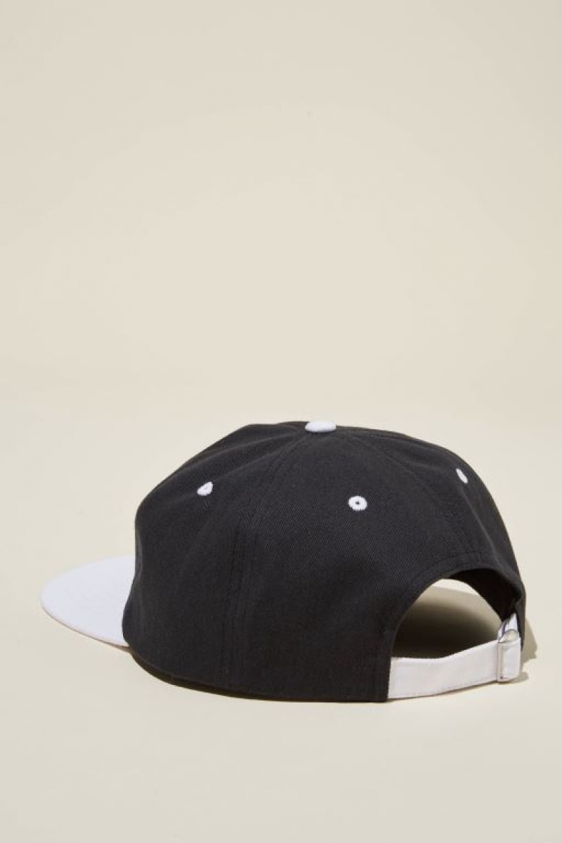 Cotton On 5 Panel Graphic Men's Caps Black / White | wGUxlScPQtW