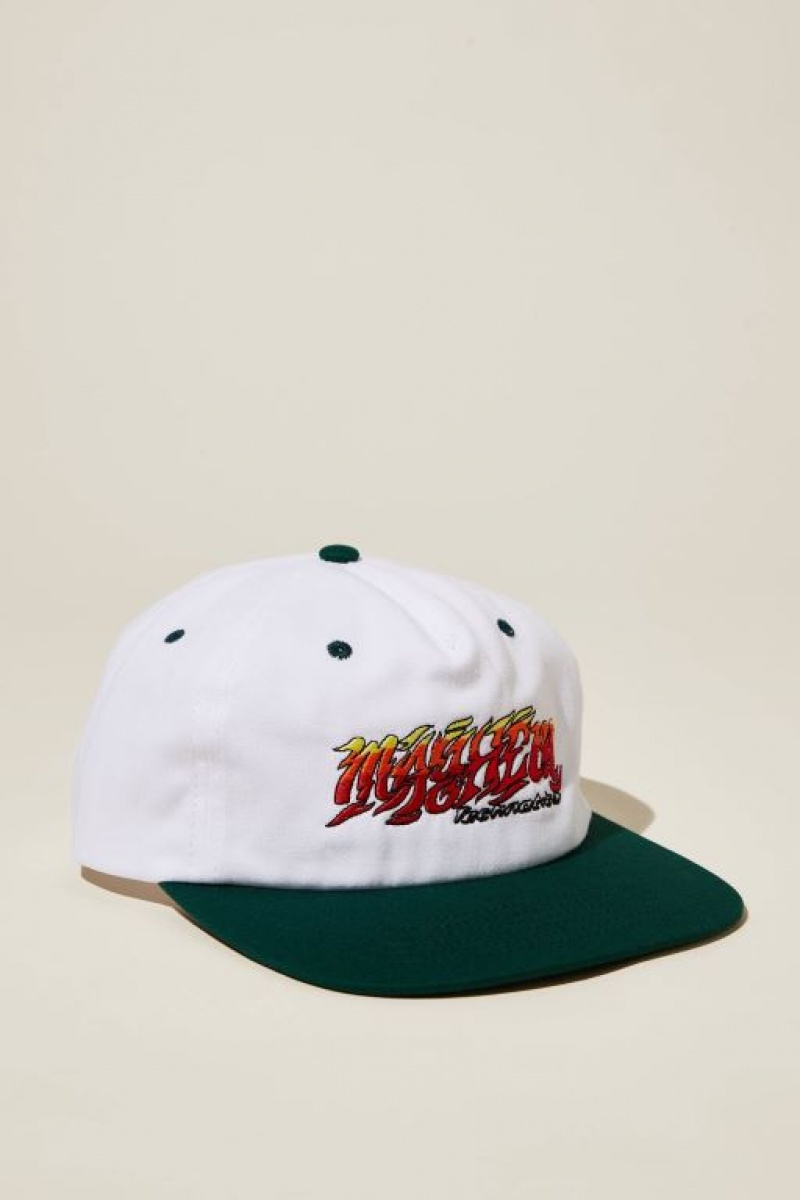 Cotton On 5 Panel Graphic Men\'s Caps White / Turquoise | oI9bFLWg2Hw