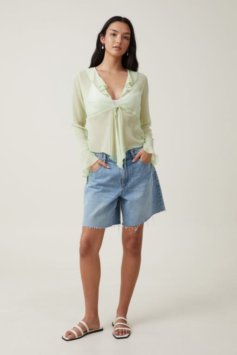 Cotton On 90S Ruffle Blouse Women's Shirts Iced | vl0XlVhcHBZ