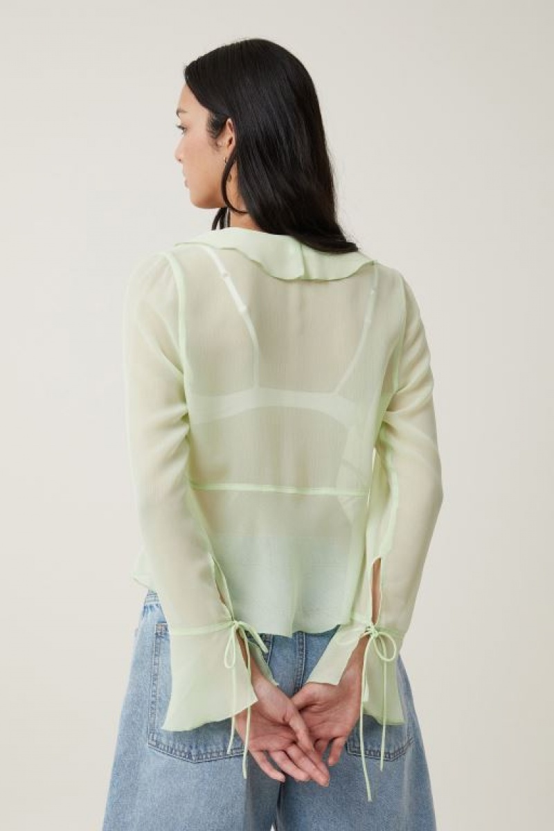 Cotton On 90S Ruffle Blouse Women's Shirts Iced | vl0XlVhcHBZ