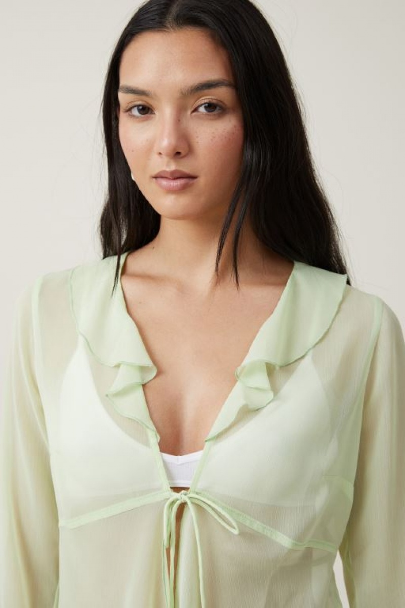 Cotton On 90S Ruffle Blouse Women's Shirts Iced | vl0XlVhcHBZ