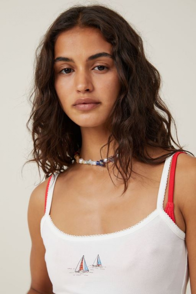Cotton On 90 S Graphic Strappy Women's Cami White | RyXSh6hLNDt