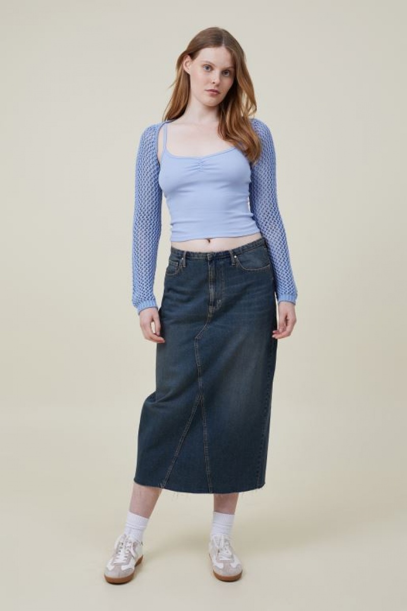 Cotton On 90 S Strappy Women's Cami Blue | syHjA5CLuGe
