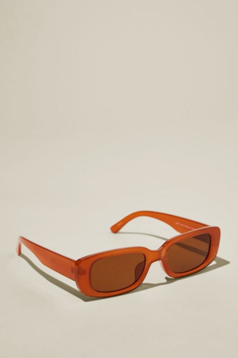 Cotton On Abby Rectangle Women's Sunglasses Amber | y3WutSO0amI