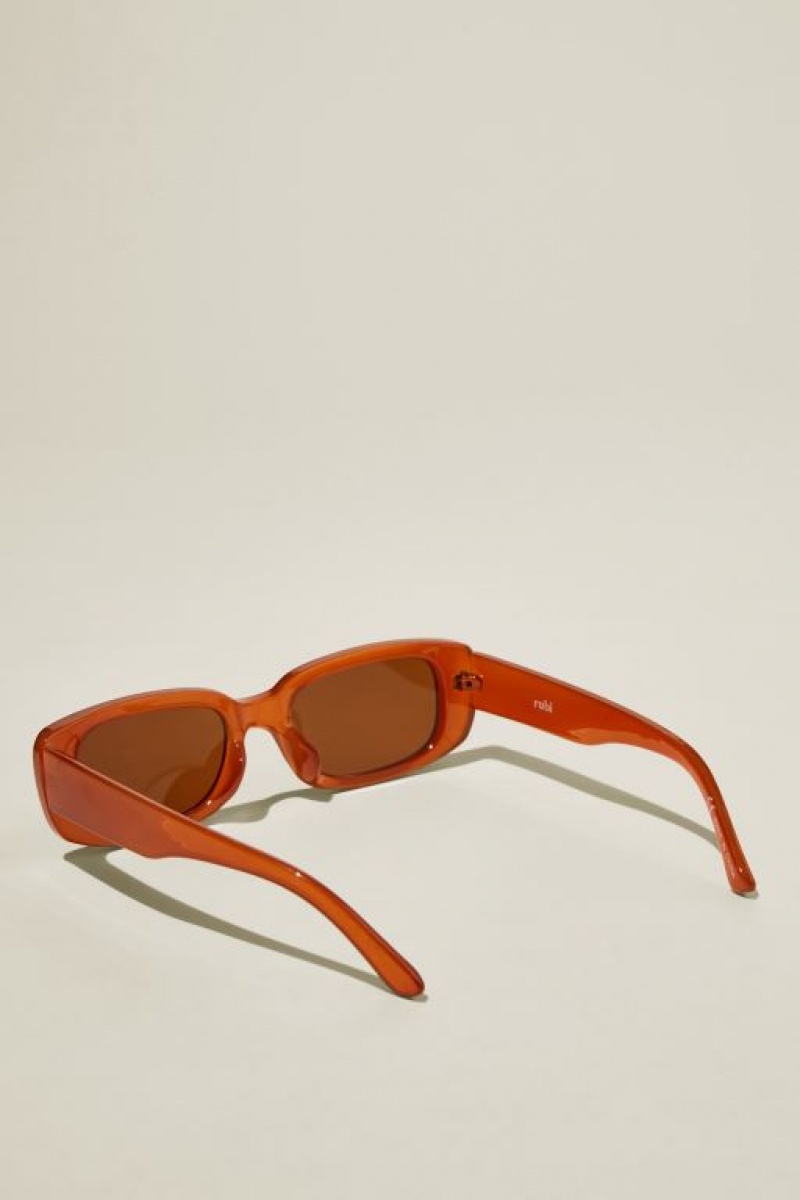 Cotton On Abby Rectangle Women's Sunglasses Amber | y3WutSO0amI