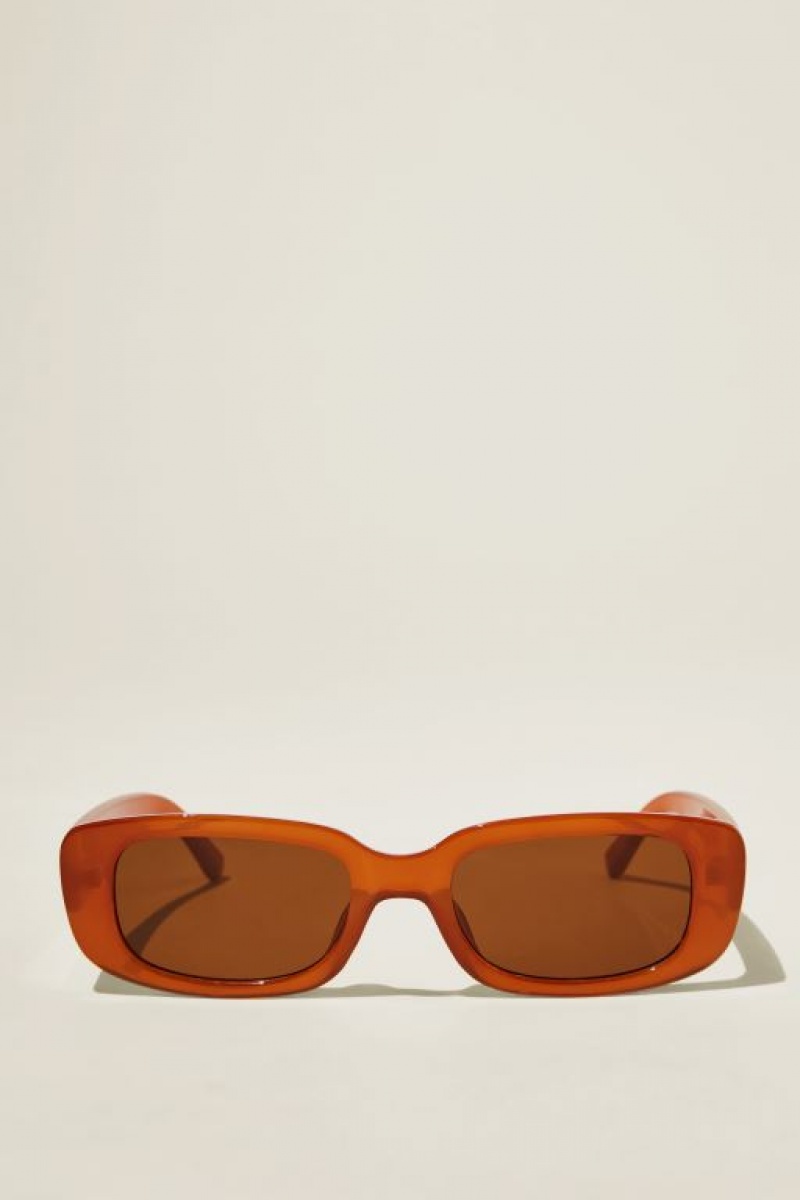 Cotton On Abby Rectangle Women\'s Sunglasses Amber | y3WutSO0amI