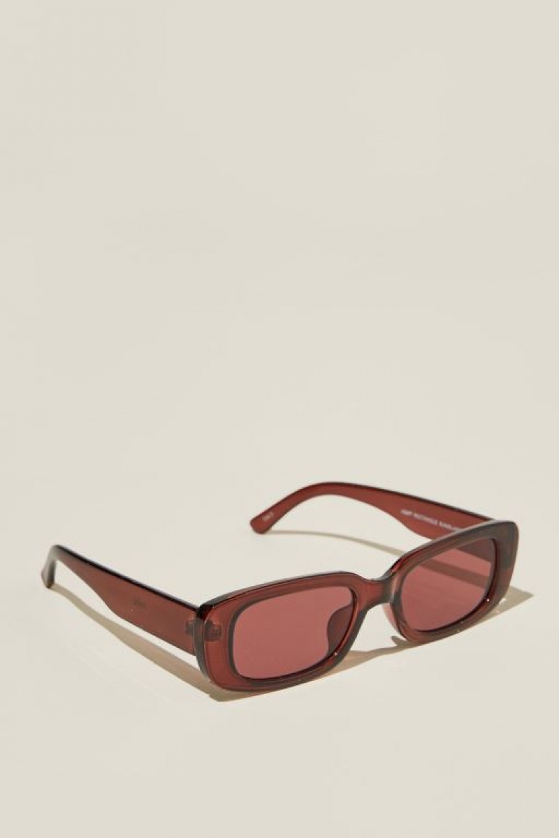 Cotton On Abby Rectangle Women's Sunglasses Brown | nLuROLDeK8A