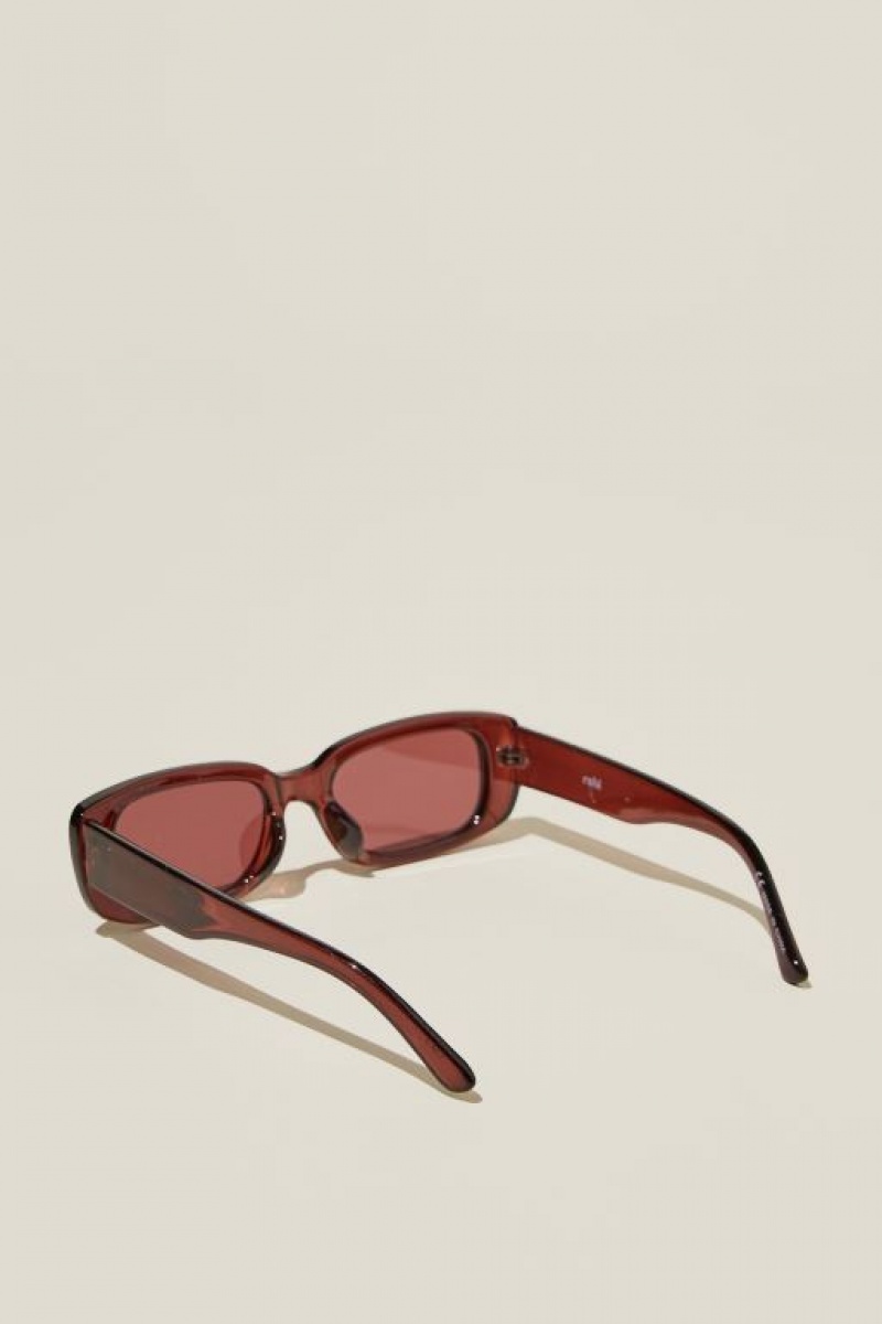 Cotton On Abby Rectangle Women's Sunglasses Brown | nLuROLDeK8A