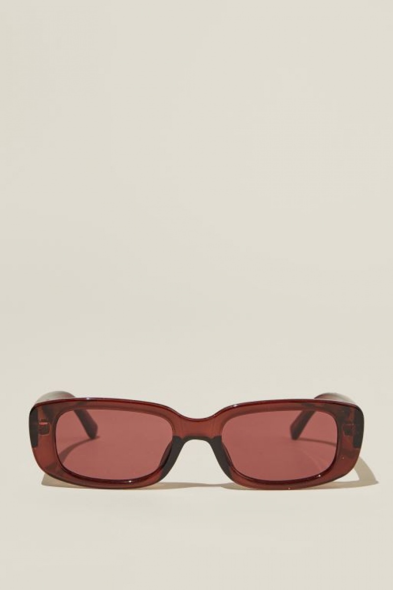 Cotton On Abby Rectangle Women\'s Sunglasses Brown | nLuROLDeK8A