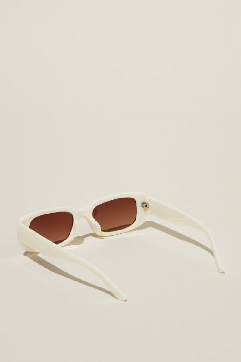Cotton On Abby Rectangle Women's Sunglasses White | tjrFziJgkCs