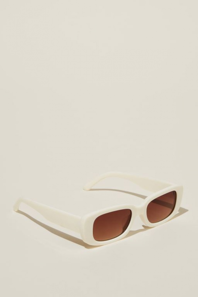 Cotton On Abby Rectangle Women's Sunglasses White | tjrFziJgkCs