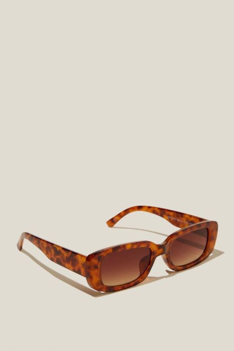 Cotton On Abby Rectangle Women's Sunglasses Sepia | O2SSlRvoRyD