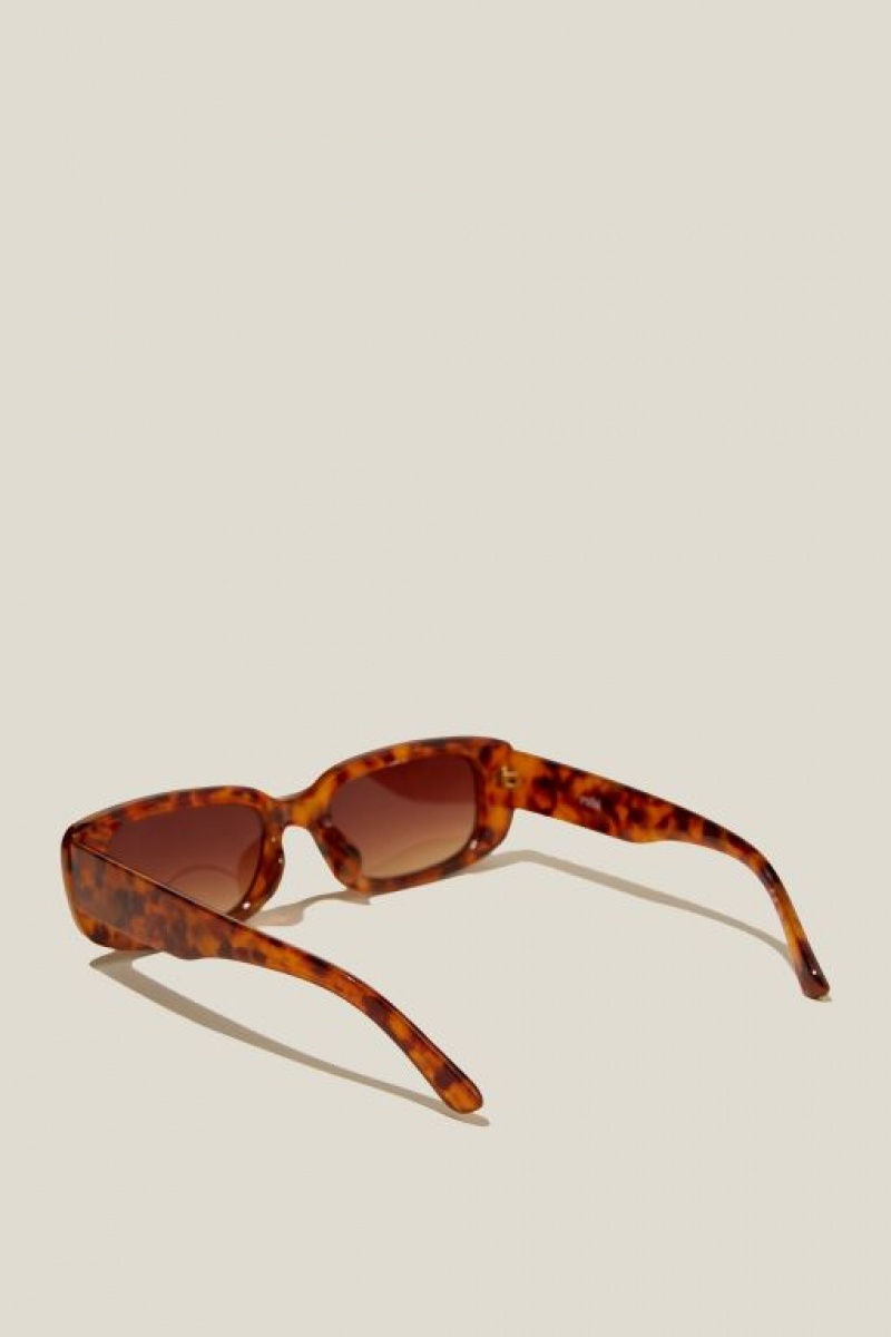 Cotton On Abby Rectangle Women's Sunglasses Sepia | O2SSlRvoRyD