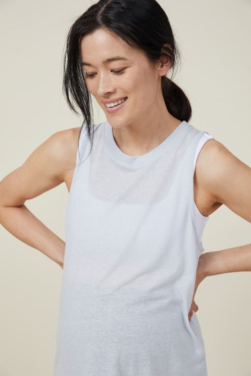 Cotton On Active Curve Hem Tank Top Women's Maternity Wear Grey | eKkhMUduNAK
