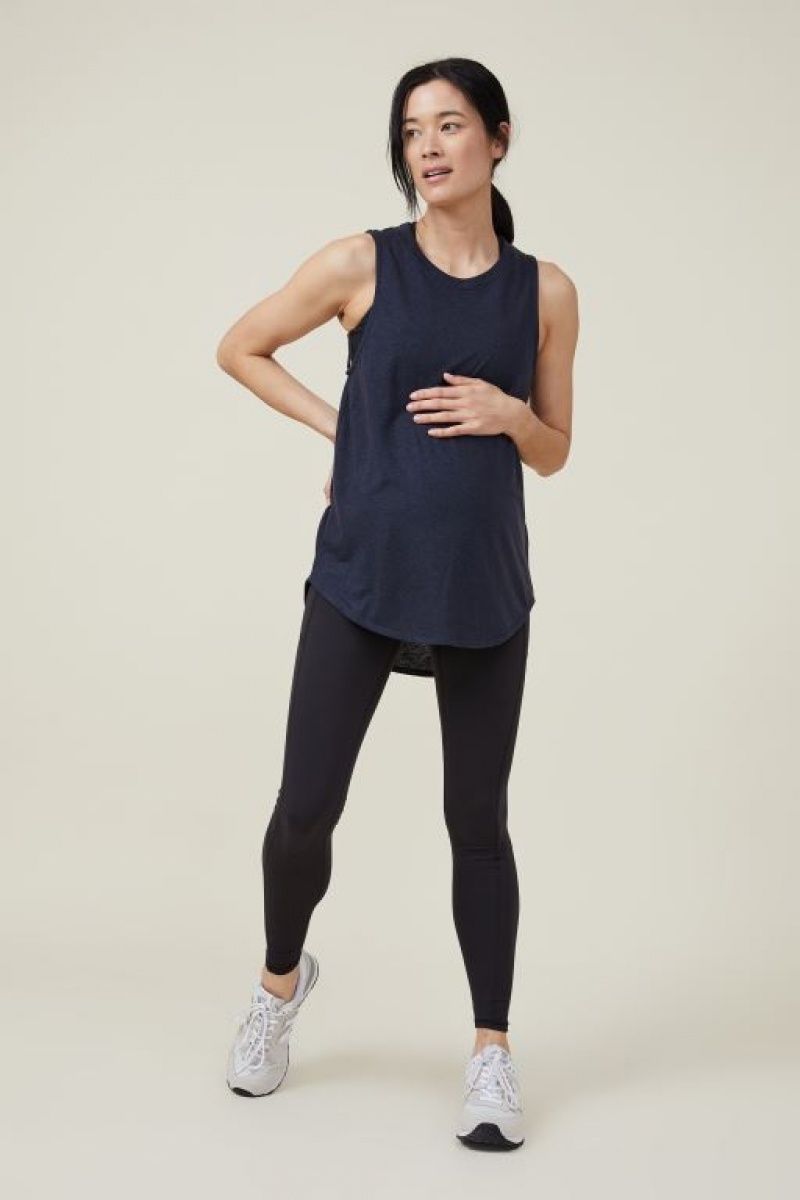 Cotton On Active Curve Hem Tank Top Women's Maternity Wear Navy | mcAgO1kq98X