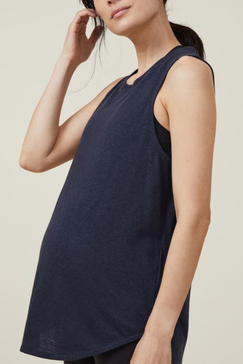 Cotton On Active Curve Hem Tank Top Women's Maternity Wear Navy | mcAgO1kq98X