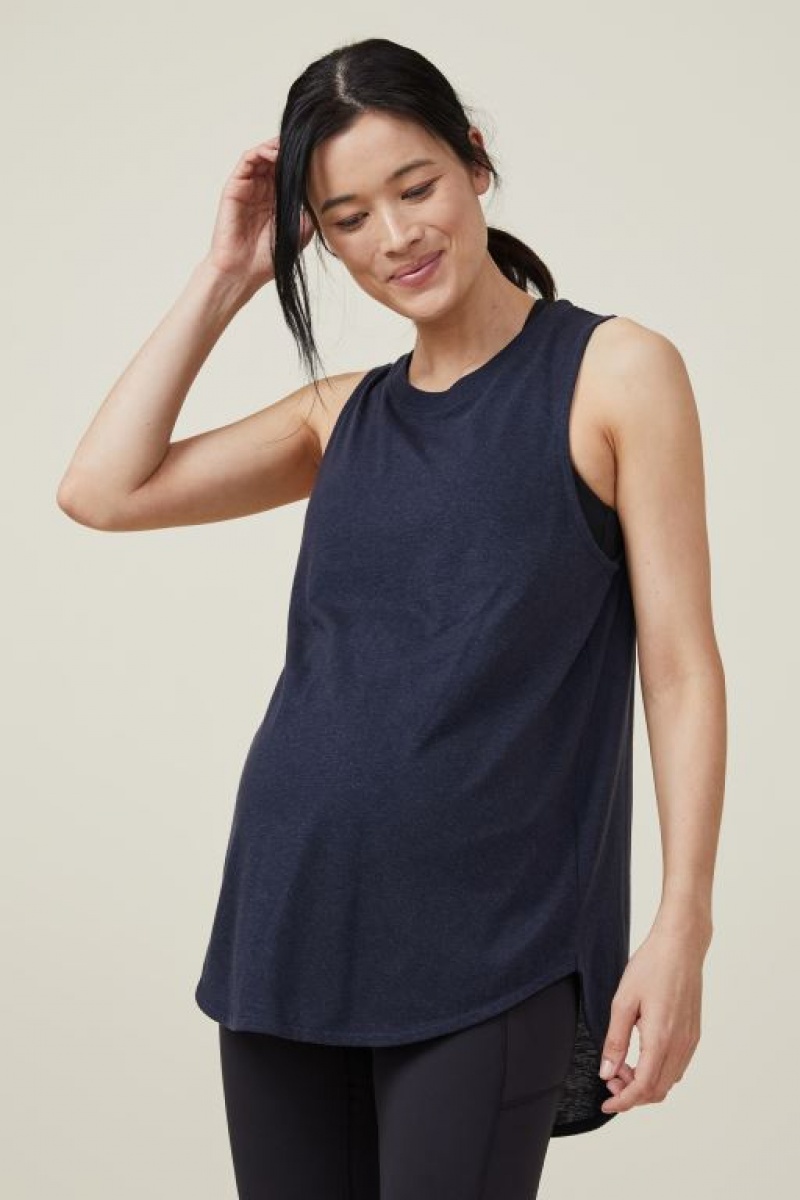 Cotton On Active Curve Hem Tank Top Women\'s Maternity Wear Navy | mcAgO1kq98X