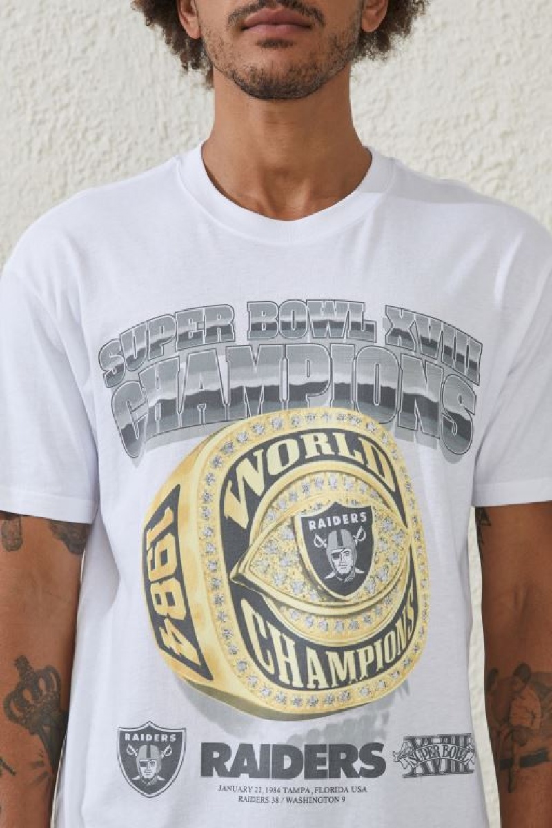Cotton On Active Nfl Oversized Men's Graphic T-Shirts White | BqASrcjEJts