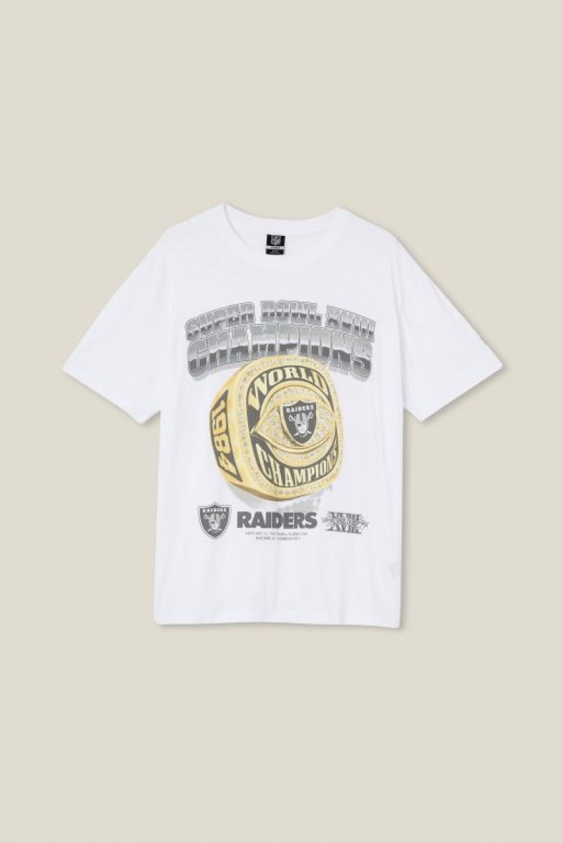 Cotton On Active Nfl Oversized Men's Graphic T-Shirts White | BqASrcjEJts