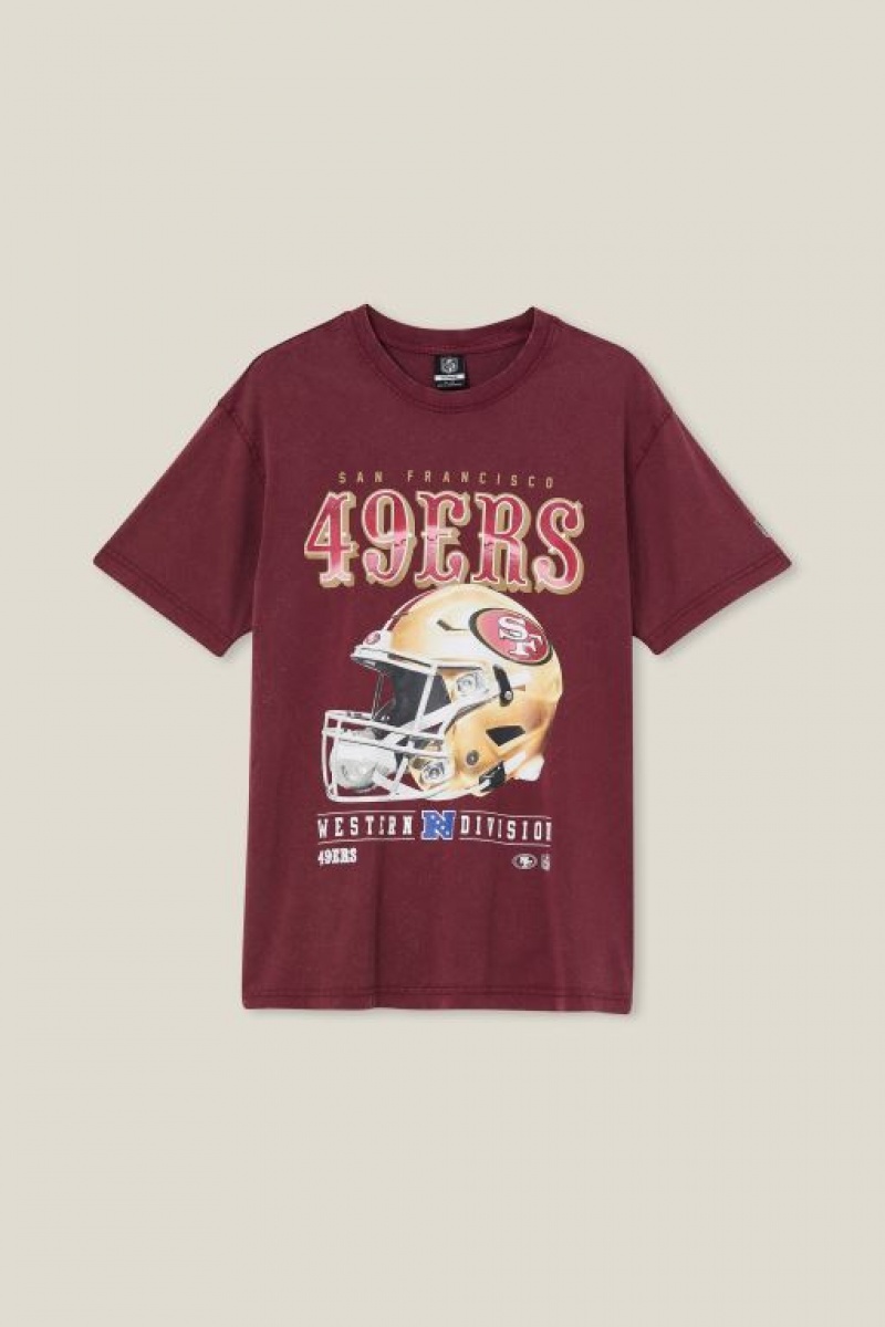 Cotton On Active Nfl Oversized Men's Graphic T-Shirts Burgundy | iIjzDVvXFdM