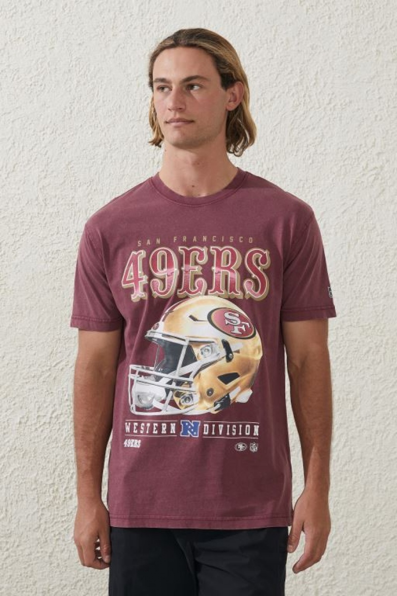 Cotton On Active Nfl Oversized Men\'s Graphic T-Shirts Burgundy | iIjzDVvXFdM