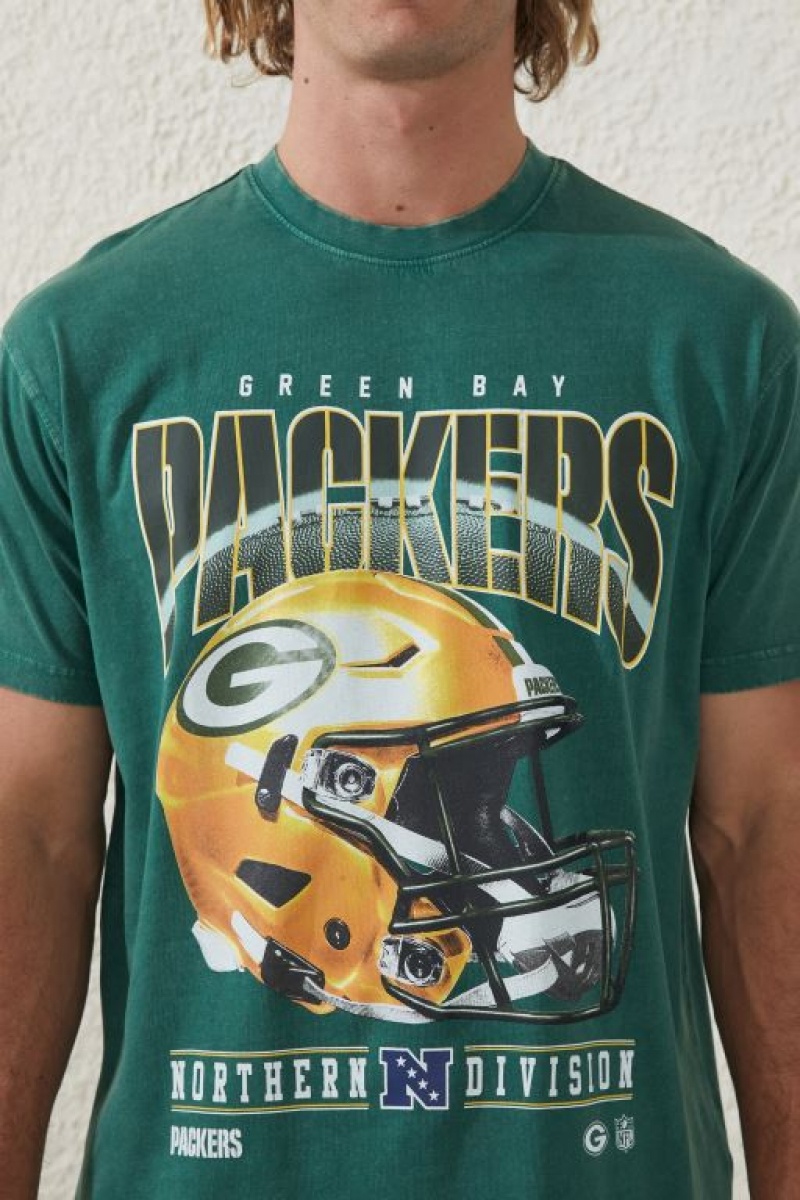 Cotton On Active Nfl Oversized Men's Graphic T-Shirts Green | sruVnNwcZ2A