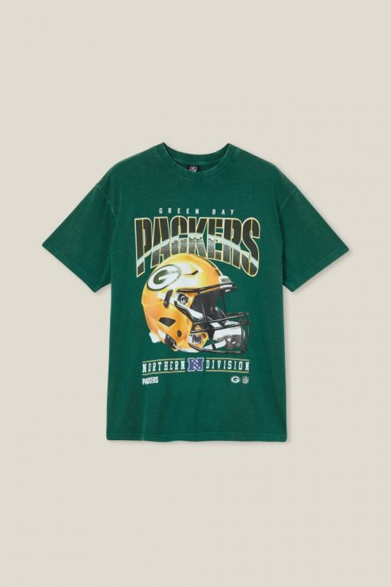 Cotton On Active Nfl Oversized Men's Graphic T-Shirts Green | sruVnNwcZ2A