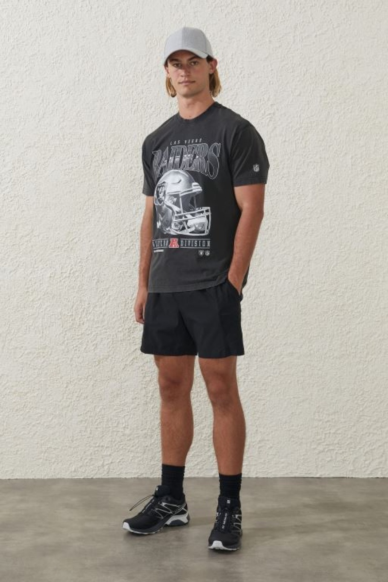 Cotton On Active Nfl Oversized Men's Graphic T-Shirts Black | XsmWHEph1hR