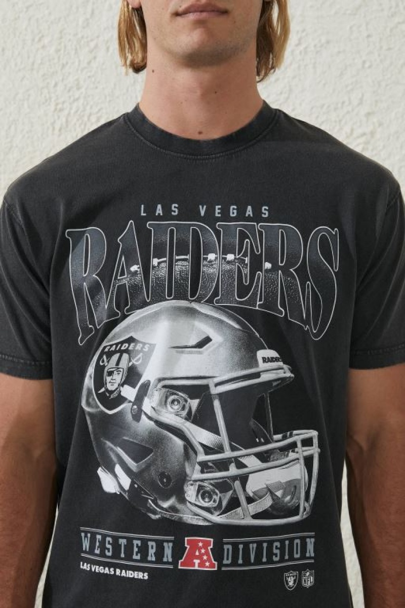 Cotton On Active Nfl Oversized Men's Graphic T-Shirts Black | XsmWHEph1hR
