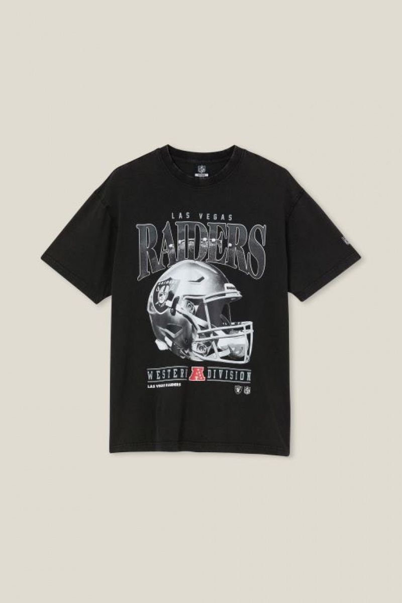 Cotton On Active Nfl Oversized Men's Graphic T-Shirts Black | XsmWHEph1hR