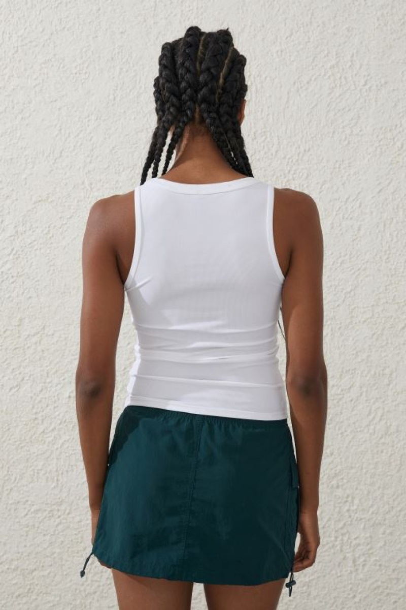 Cotton On Active Rib Scoop Women's Tanks White | N0uNoRnf9L1
