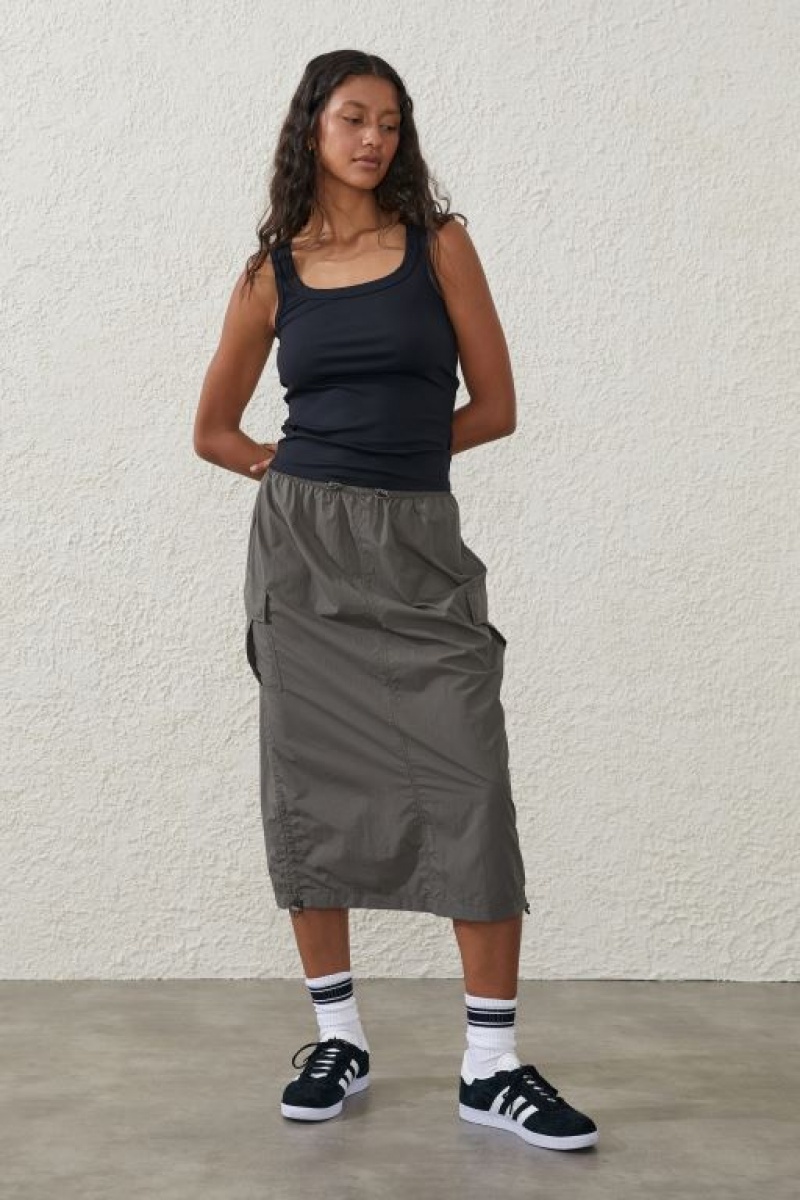 Cotton On Active Rib Scoop Women's Tanks Black | k2dDt7KfDRU