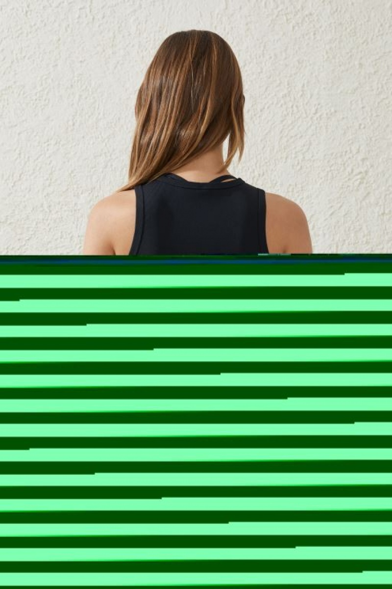 Cotton On Active Rib Women's Tanks Black | dzbvYy73084