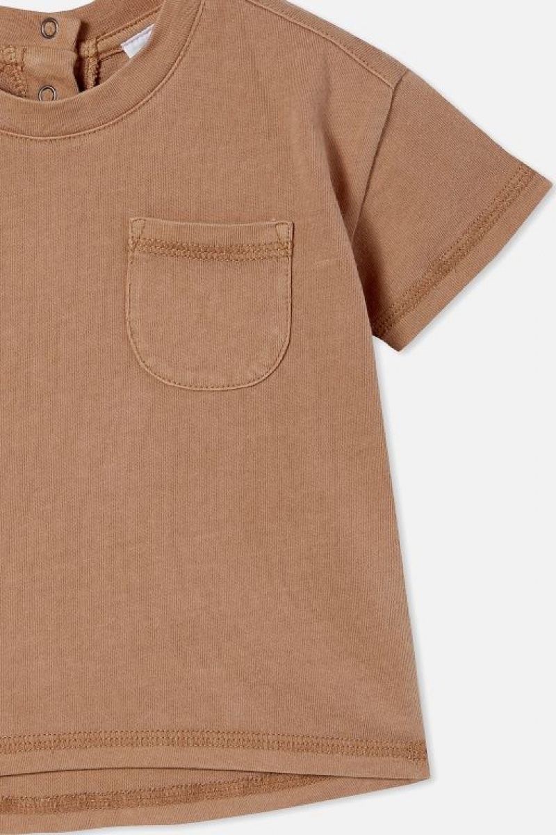 Cotton On Alfie Drop Shoulder Baby T Shirts Brown Wash | qjCDaNvsr0c