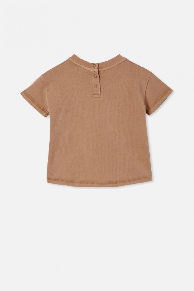 Cotton On Alfie Drop Shoulder Baby T Shirts Brown Wash | qjCDaNvsr0c