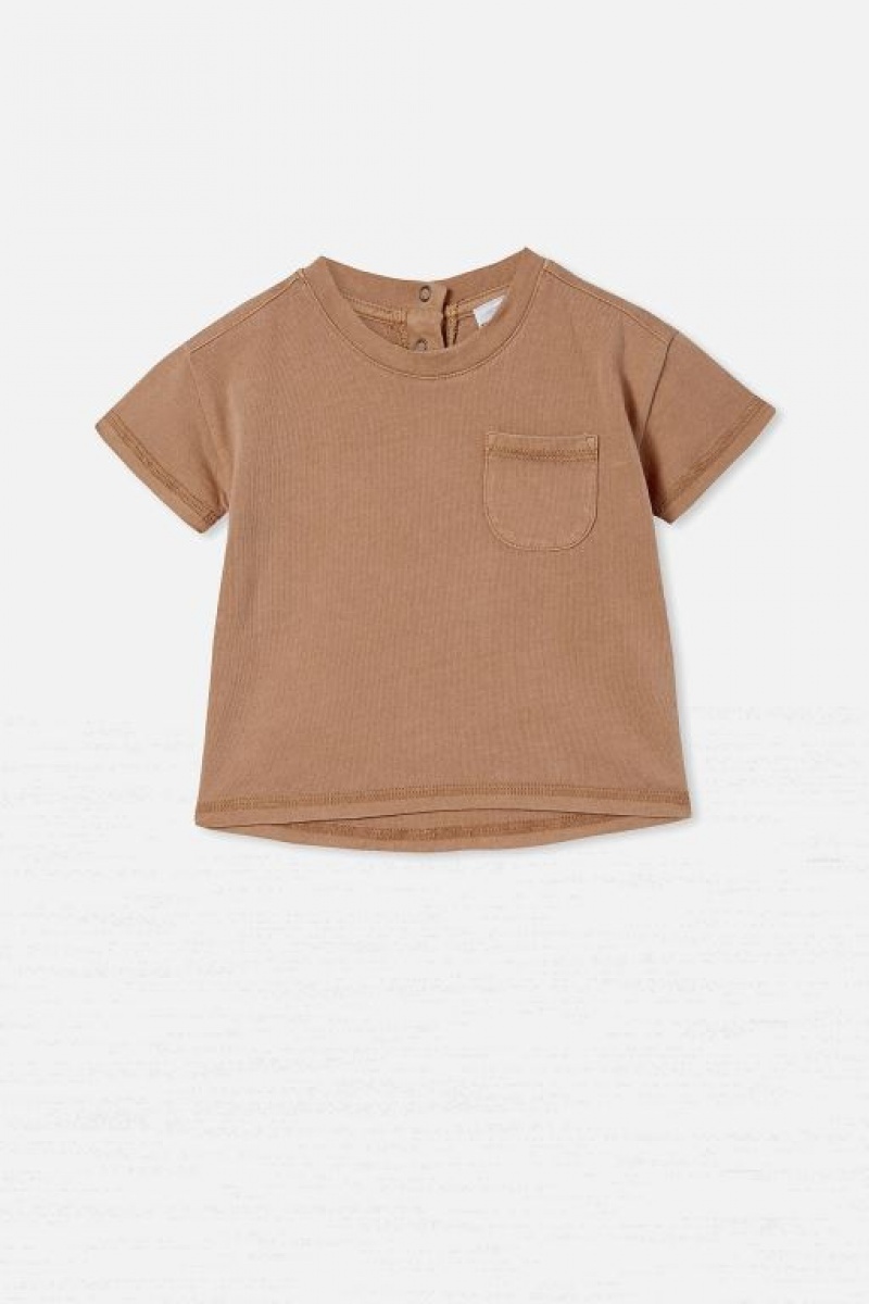 Cotton On Alfie Drop Shoulder Baby T Shirts Brown Wash | qjCDaNvsr0c