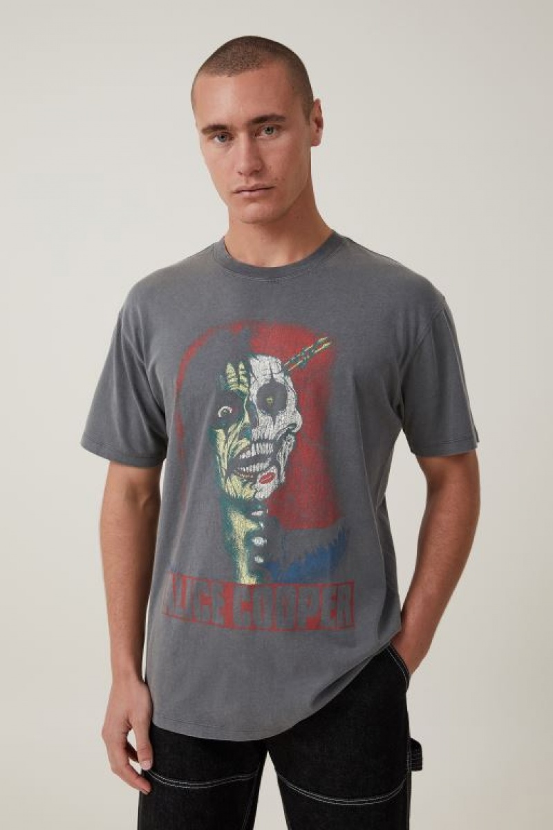 Cotton On Alice Cooper Loose Fit Men\'s Graphic T-Shirts Lcn | 4JTTlAsjtq0