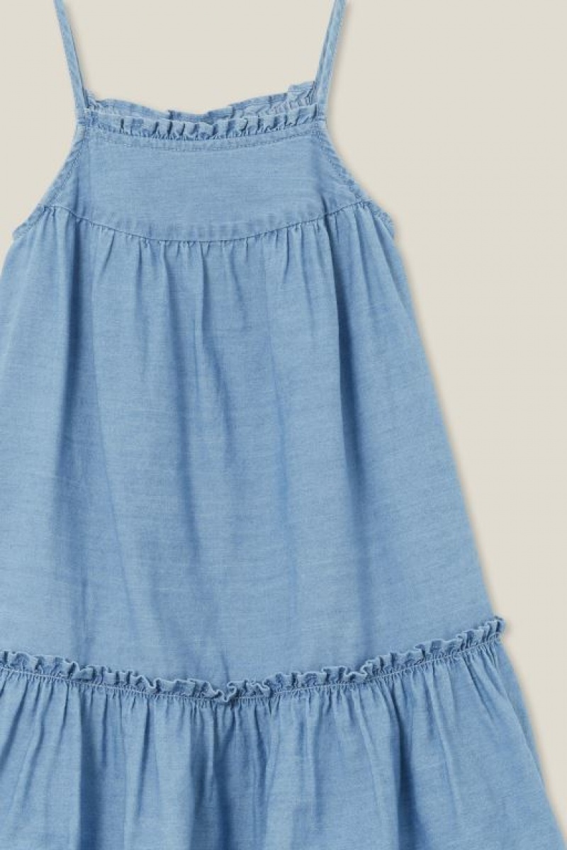 Cotton On Alice Sleeveless Girls' Dress Chambray | gPt5Uy7N0F5