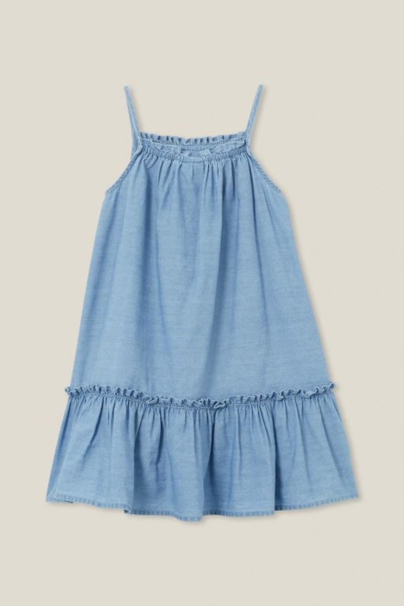 Cotton On Alice Sleeveless Girls' Dress Chambray | gPt5Uy7N0F5